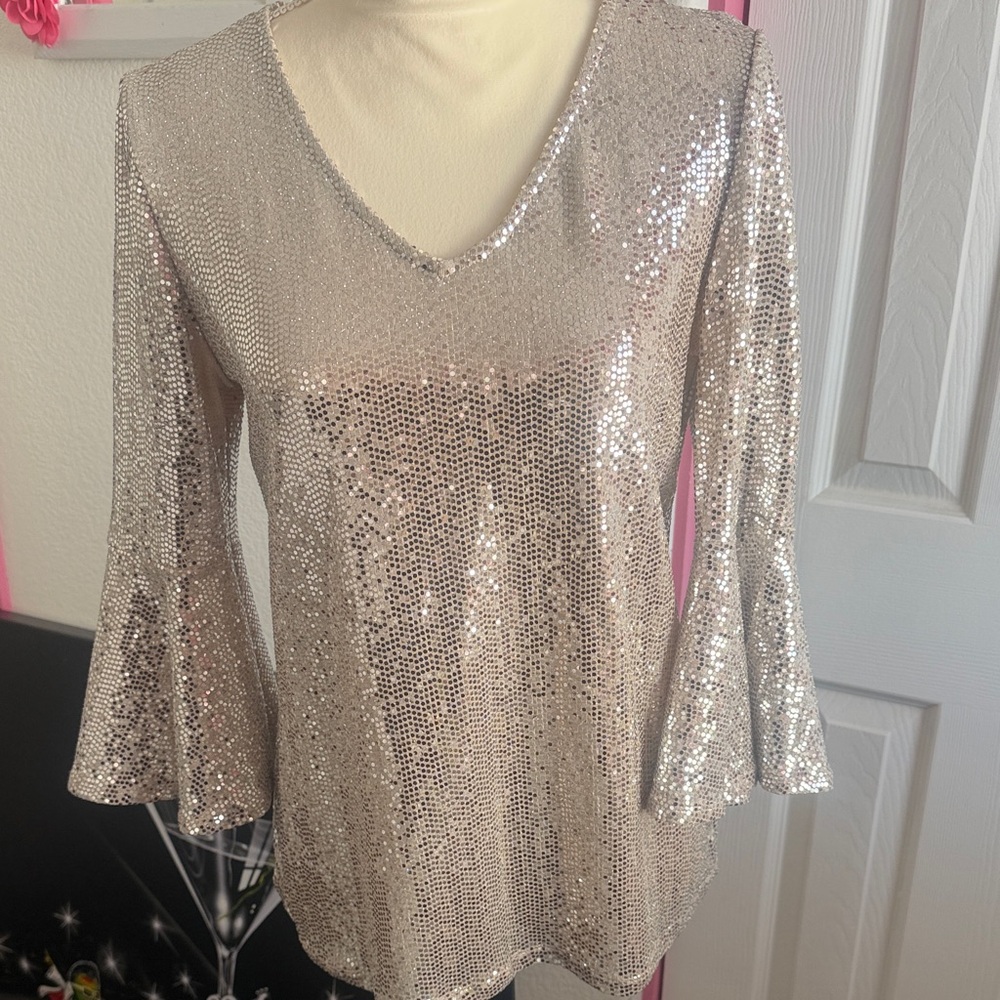 Silver Sequin Women's Top